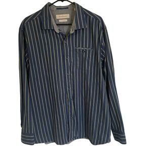 Tommy Bahama Men's Navy/Gray Striped‎ Button Down Long Sleeve Shirt Size XL